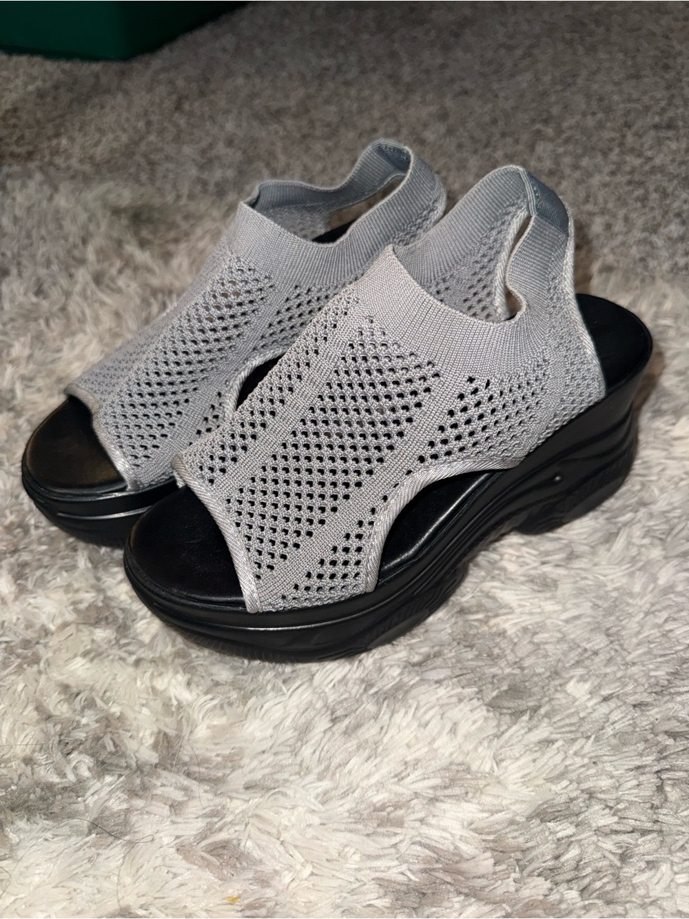 Light Gray Knit Platform Sandal - Women